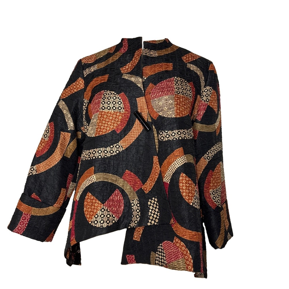 IC Collection Connie K Womens S Abstract Art To Wear Jacket USA Toggle artsy